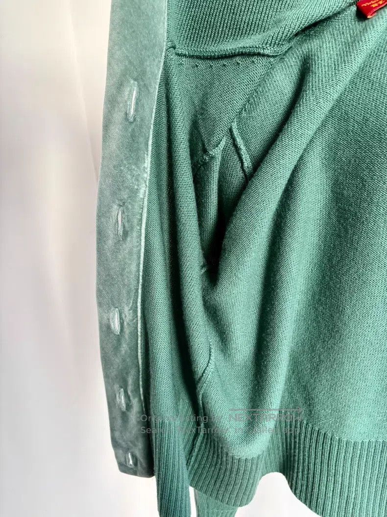 Vivienne Westwood Vivienne Westwood Green Patchwork Velvet Saturn Knitted Ca Size M / US 6-8 / IT 42-44 - 6 Thumbnail