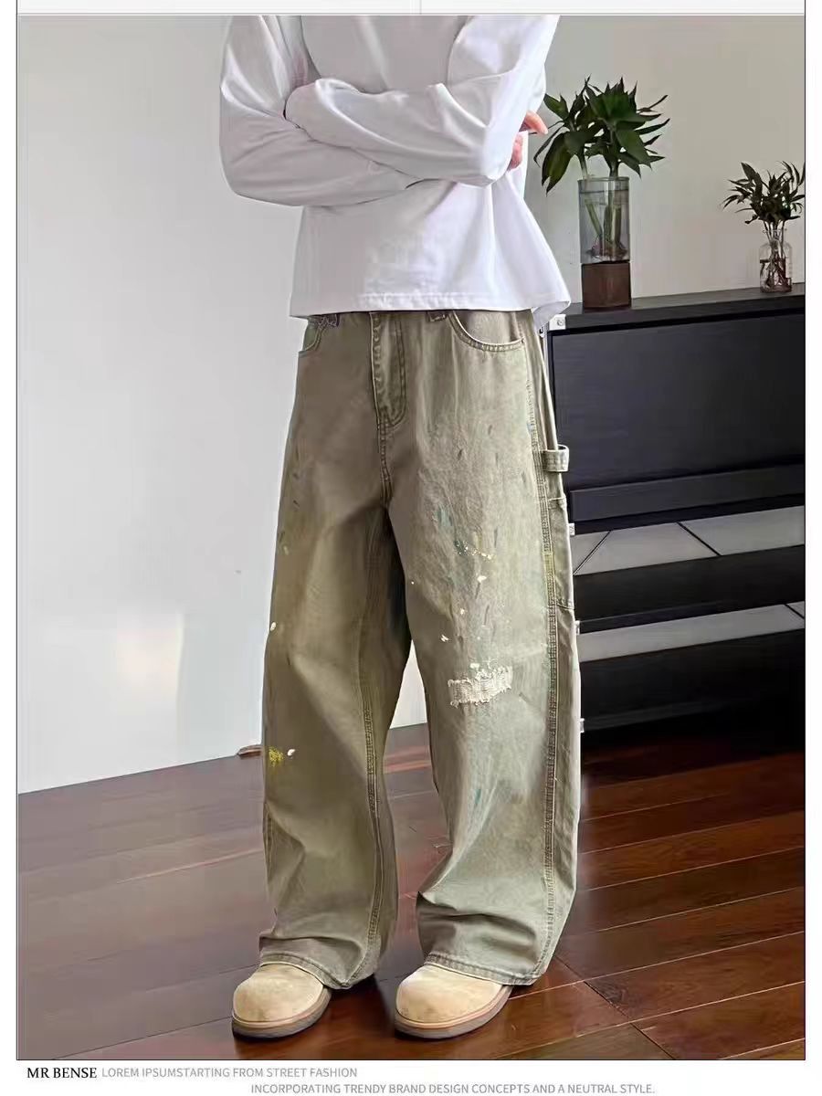 Japanese Brand × Jean Vintage washed and inked loose fit straight leg work jeans Size US 32 / EU 48 - 2 Thumbnail