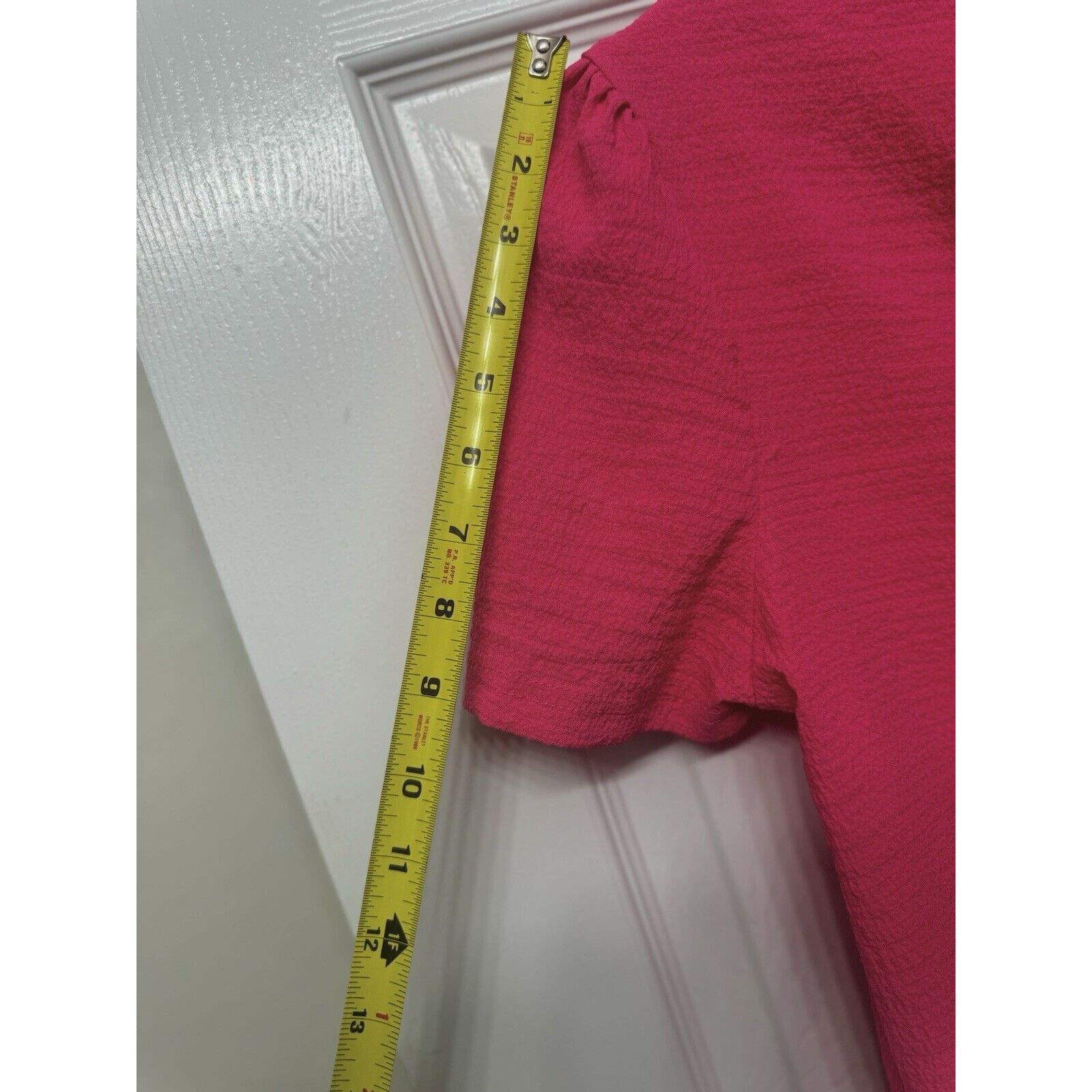 Shein NWOT! SHEIN Ruched Chic Keyhole Short Sleeve Blouse, Pink M Size M / US 6-8 / IT 42-44 - 12 Thumbnail