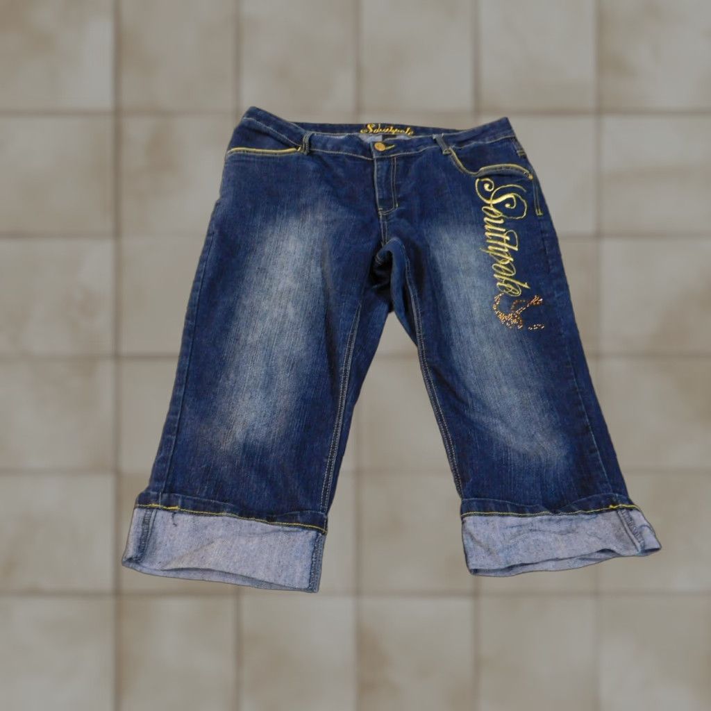 Southpole southpole Jeans Womens 18 Capri High Rise Denim Cuffed Hip Hop Vintage Style Blue Size 40" / US 18 - 1 Thumbnail
