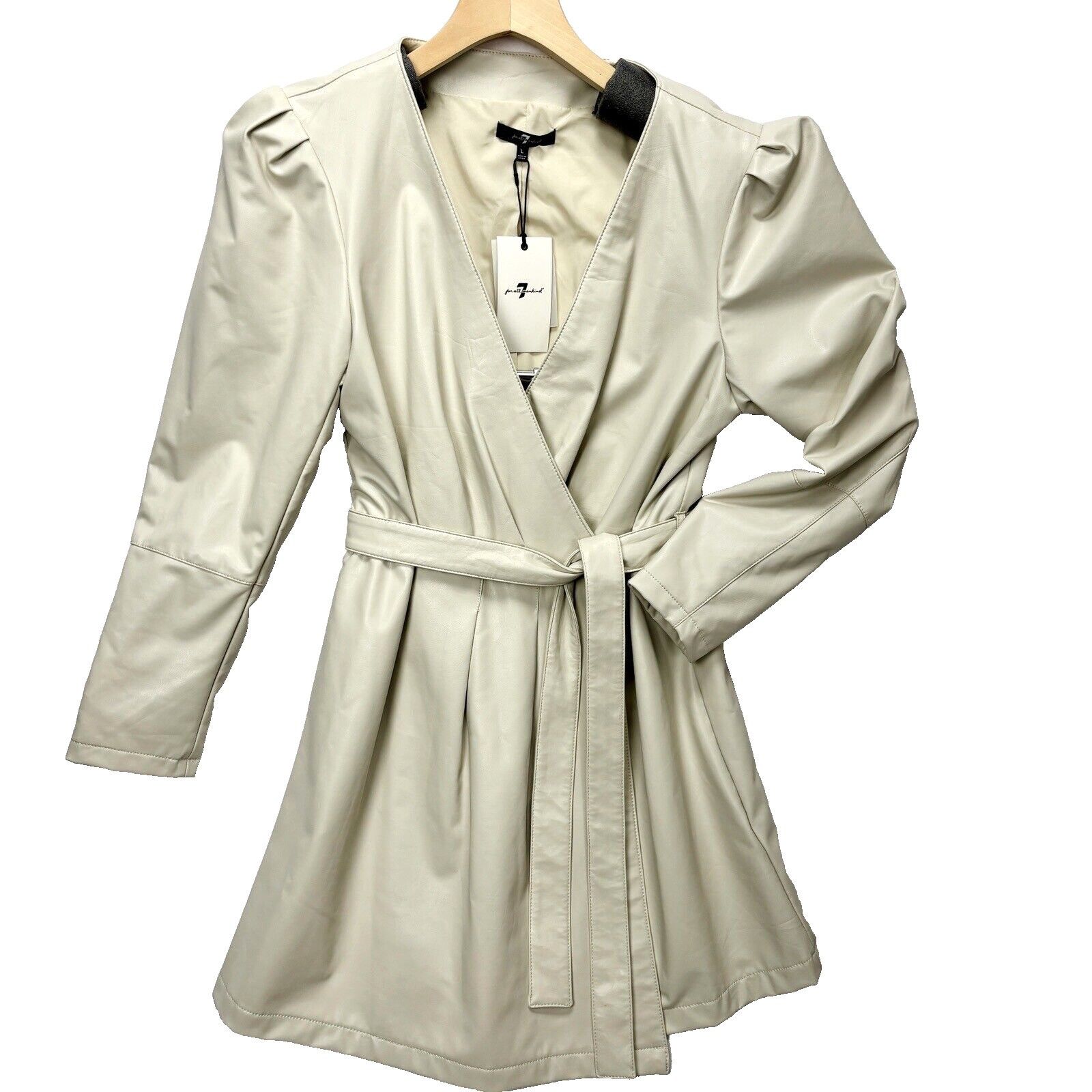 7 For All Mankind 7 For All Mankind Womens Sz Large Beige Wrap Dress Jacket Ve Size L / US 10 / IT 46 - 2 Thumbnail