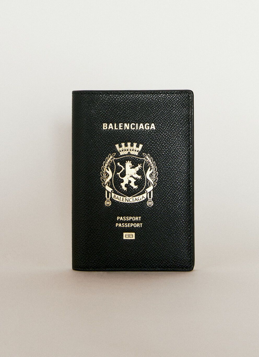 Pre-owned Balenciaga Logo Debossed Passport Holder In Black