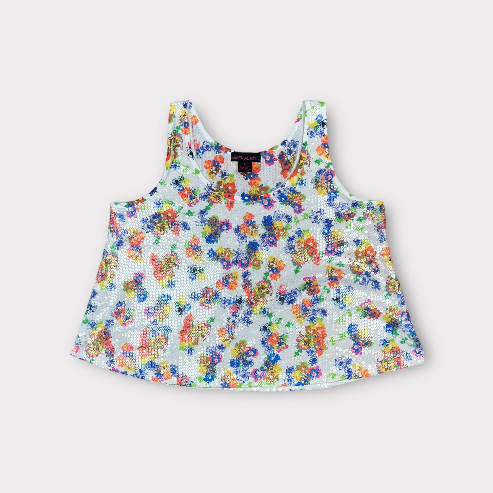 Vintage Material Girl | Vintage Y2K Floral Sequin Tank Top | Medium Size M / US 6-8 / IT 42-44 - 13 Thumbnail
