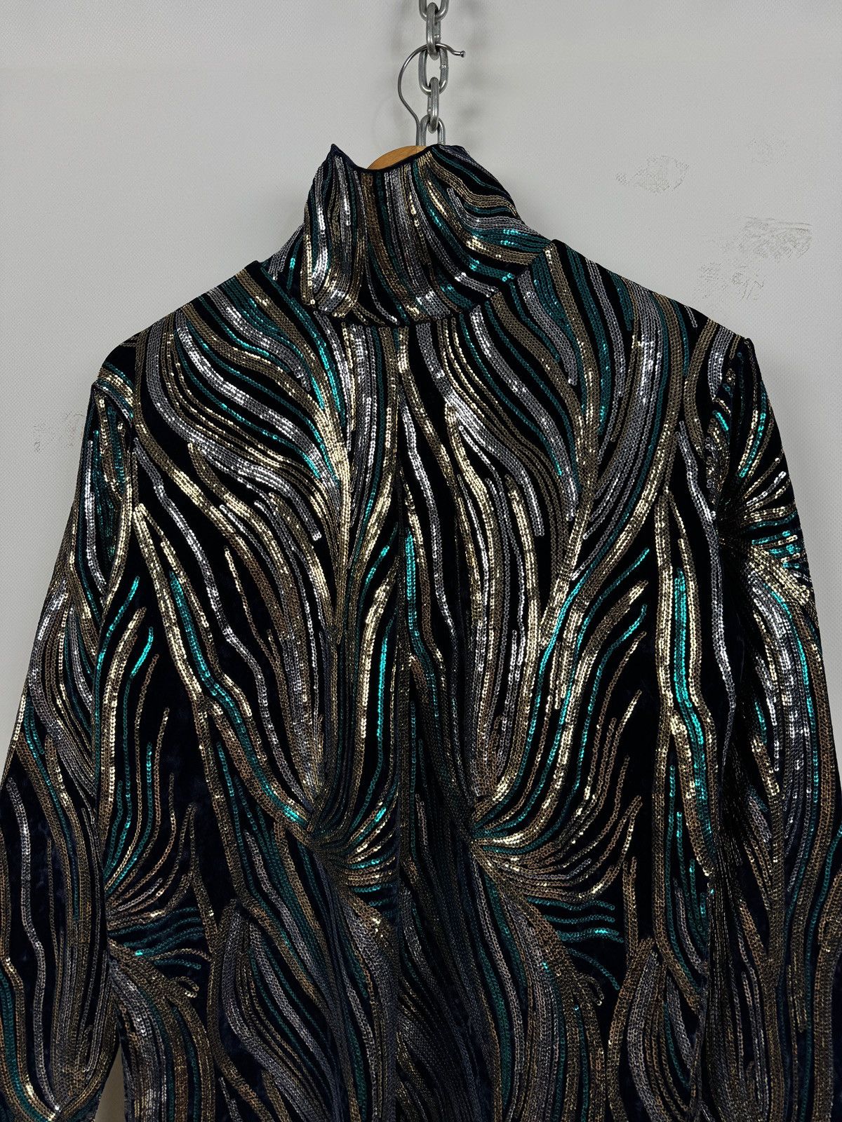 Dries Van Noten Dries Van Noten Sequin Velvet High Neck Top Size M / US 6-8 / IT 42-44 - 4 Thumbnail