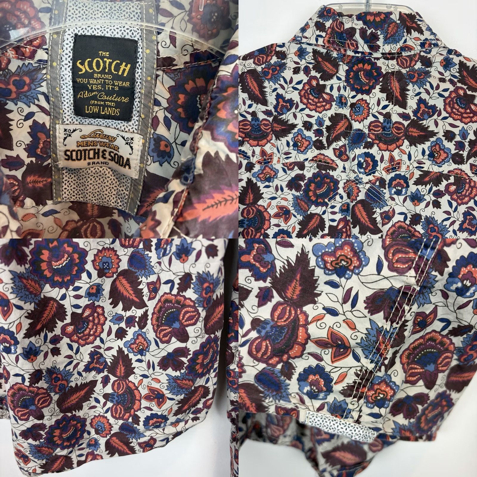 Scotch & Soda Scotch & Soda Shirt Mens M Floral Western Button-Up Beige Cotton Long Sleeve Casual Size US M / EU 48-50 / 2 - 8 Thumbnail