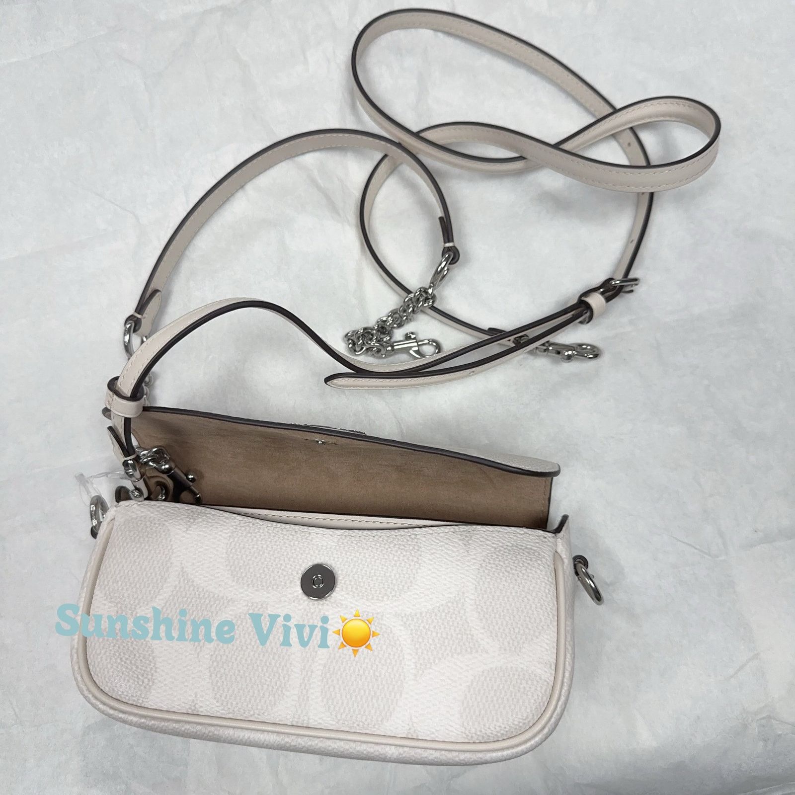 Coach NWT Coach Hailey Canvas CAN70 SV/ White /Chalk Size ONE SIZE - 9 Thumbnail