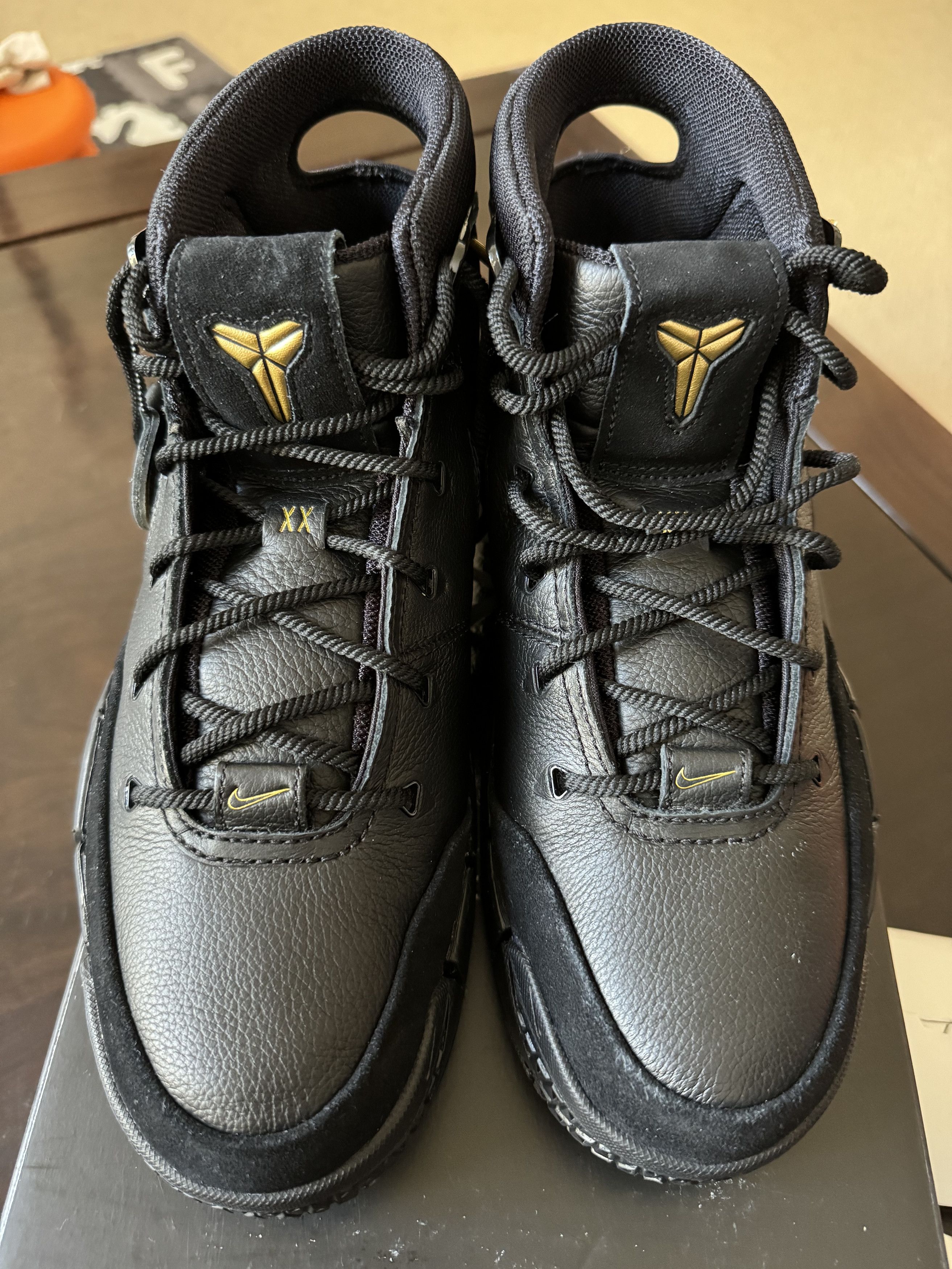 image of Nike Kobe 1 Protro, Mamba Day Shoes in Black/Metallic Gold, Men's (Size 11.5)