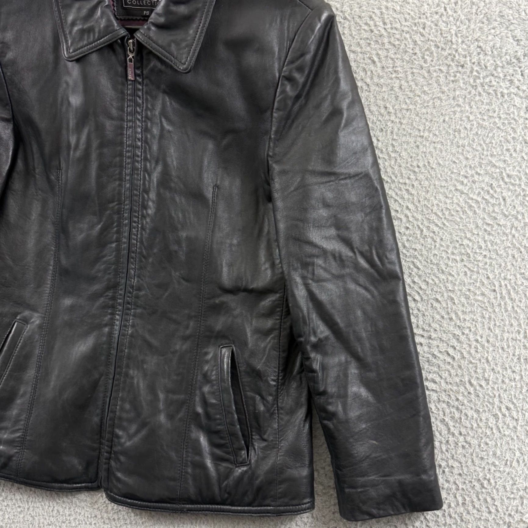 Skin VINTAGE Adler Collection Women's Small Petite Black Lamb Skin Leather Moto Biker Jacket Size S / US 4 / IT 40 - 5 Thumbnail