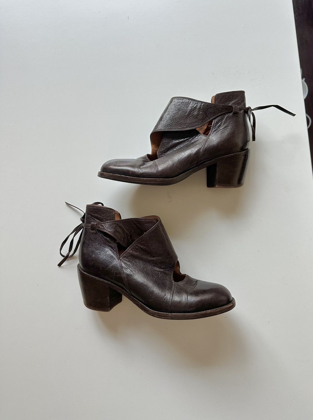 Dries Van Noten Dries Van Noten Cut Out Tie Ankle Boots Brown Leather 37 7 Size US 7 / IT 37 - 2 Thumbnail