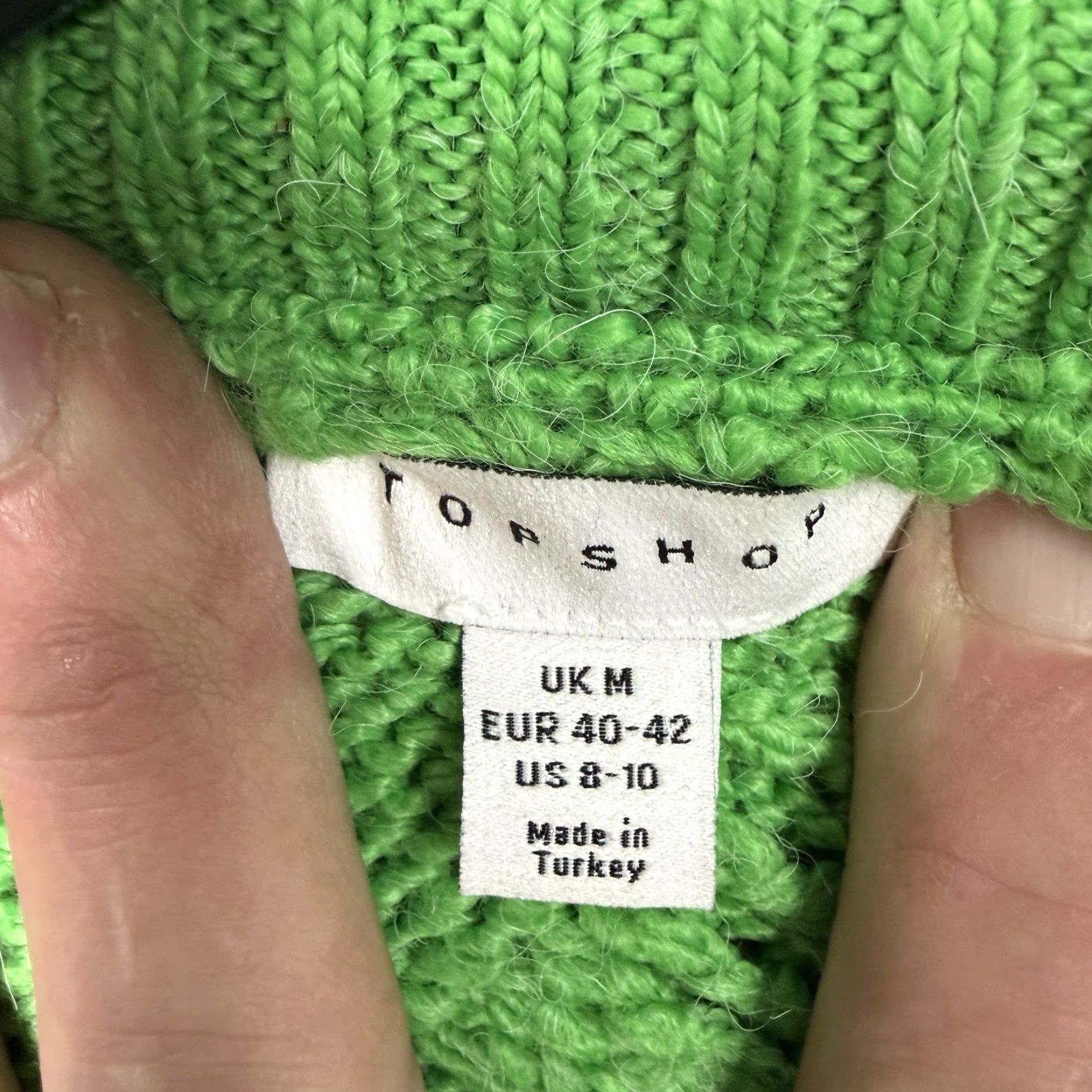 Topshop VINTAGE Topshop Green Cable Knit Quarter Zip Sweater S Ring Pull Chunky Pullover Cozy Womens Small Size S Size S / US 4 / IT 40 - 5 Thumbnail