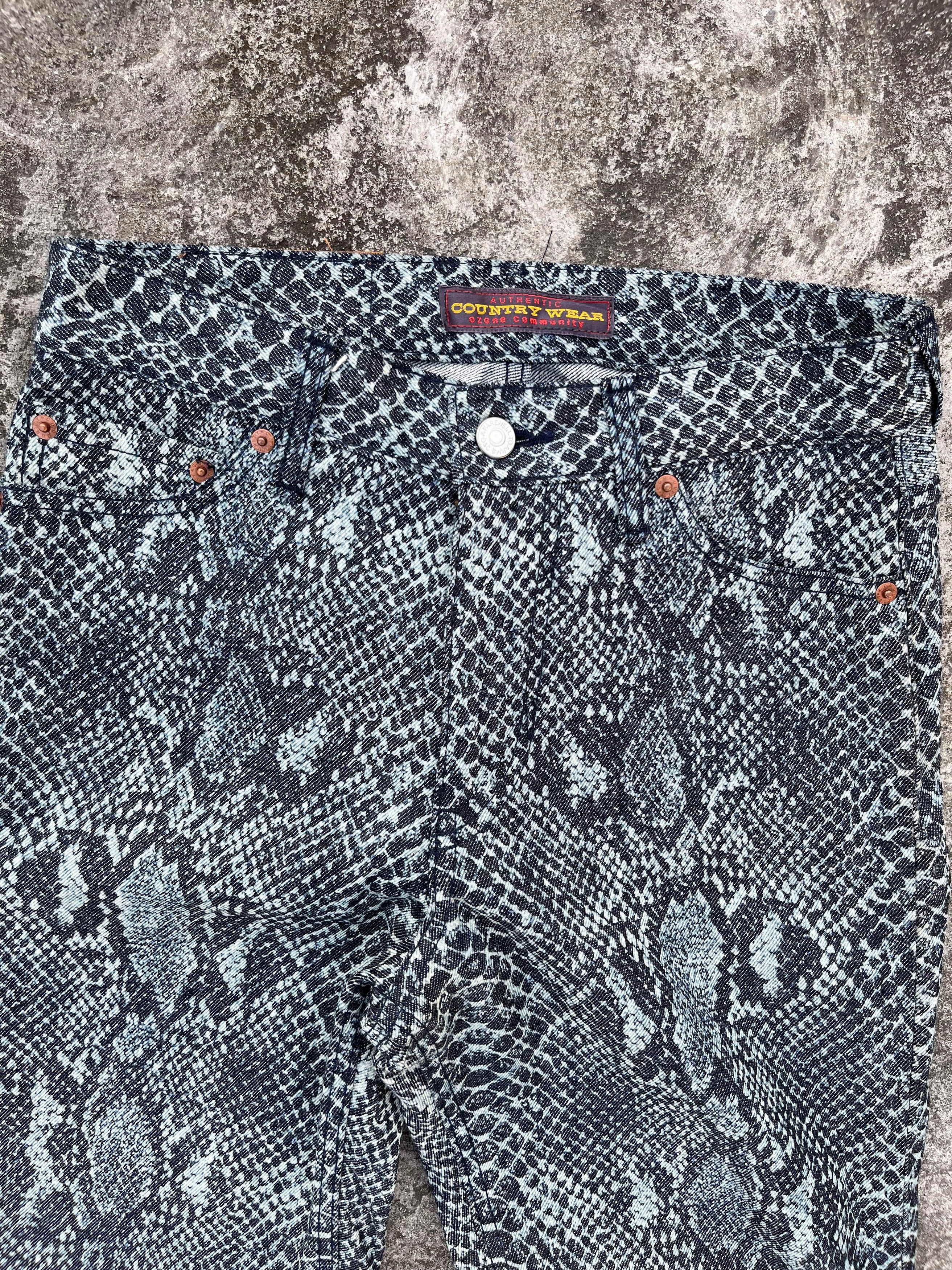 Hysteric Glamour Ozone Community & Co Snake Print Denim Pants Size US 28 / EU 44 - 7 Thumbnail