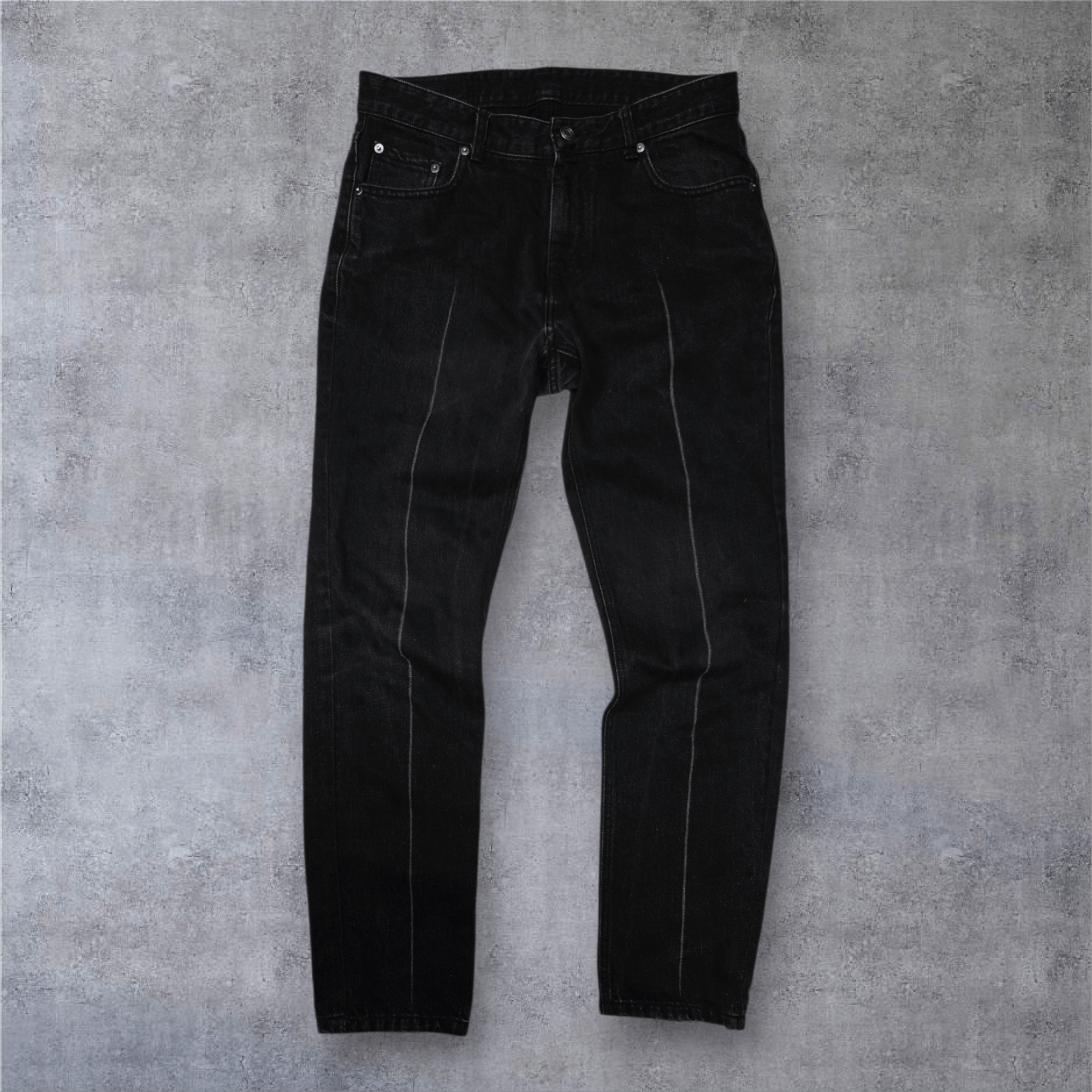 Juun.J Black Slim Denim – Signature Front Seam Detail