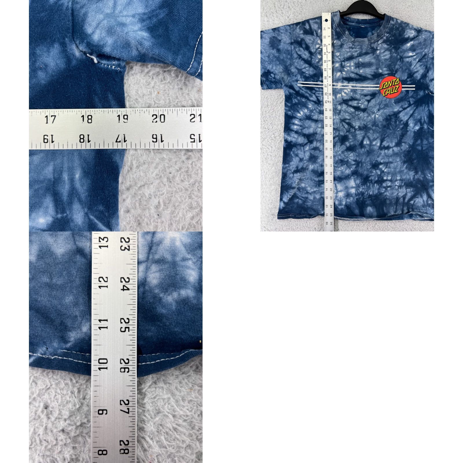 Vintage Santa Cruz Shirt Mens Small Blue White Tie Dye Short Sleeve Crew Neck Skate Shirt Men XS Size US S / EU 44-46 / 1 - 9 Thumbnail