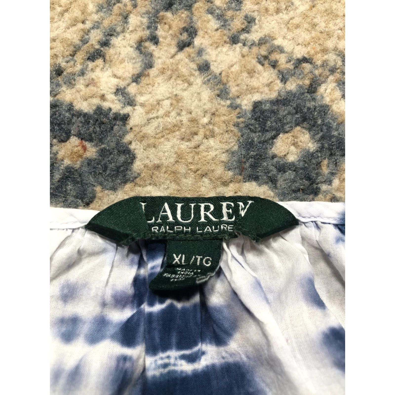 Ralph Lauren Lauren Ralph Lauren Shirt Womens XL Blue Tie Dye Peasant Tunic Boho 3/4 Sleeve Size XL / US 12-14 / IT 48-50 - 7 Thumbnail