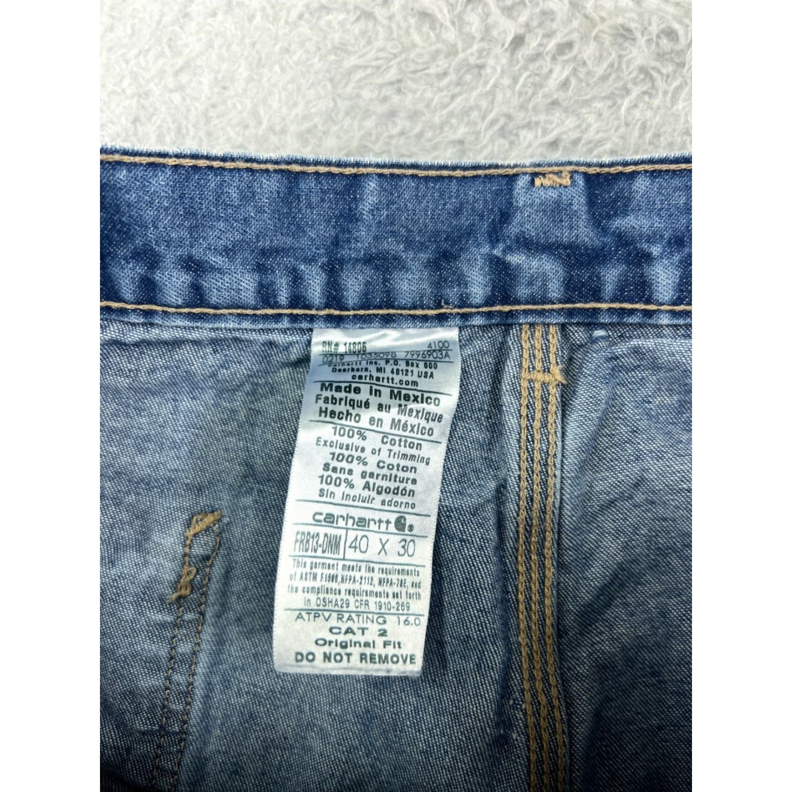 Carhartt Carhartt Jeans Mens 40 Blue Denim Original Fit FR Cat 2 2112 Carpenter Size US 40 / EU 56 - 3 Thumbnail