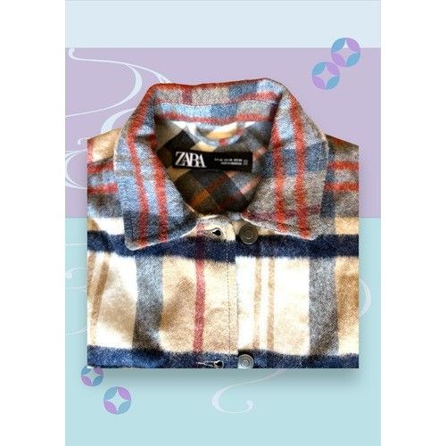 Zara ZARA Women's Wool Blend Plaid Overshirt Shacket Jacket size Size XS / US 0-2 / IT 36-38 - 4 Thumbnail