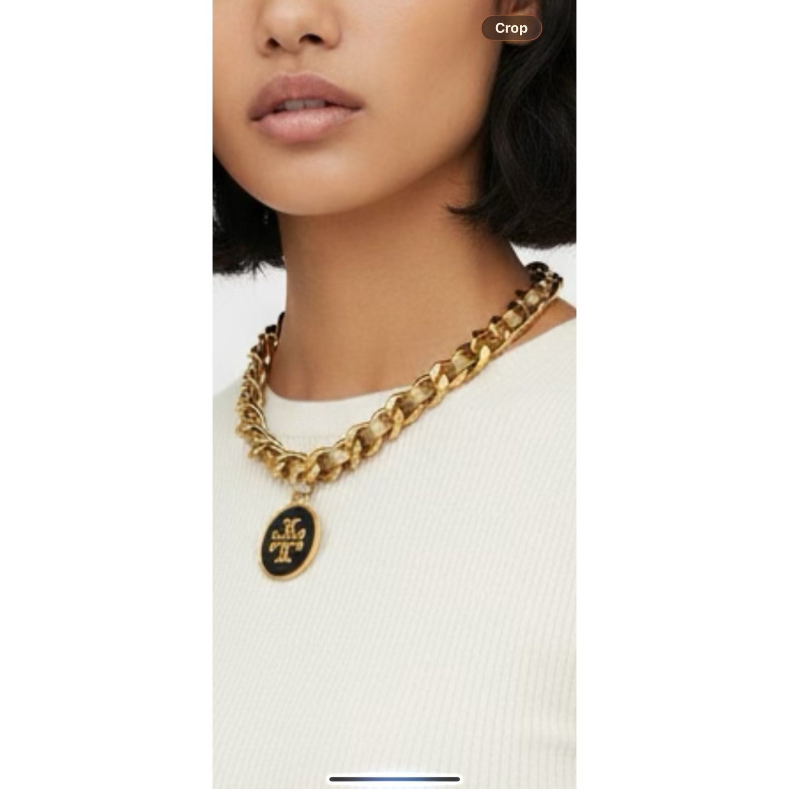 Tory Burch Tory Burch Logo Medallion Chunky Chain Necklace 14" Size ONE SIZE - 2 Thumbnail