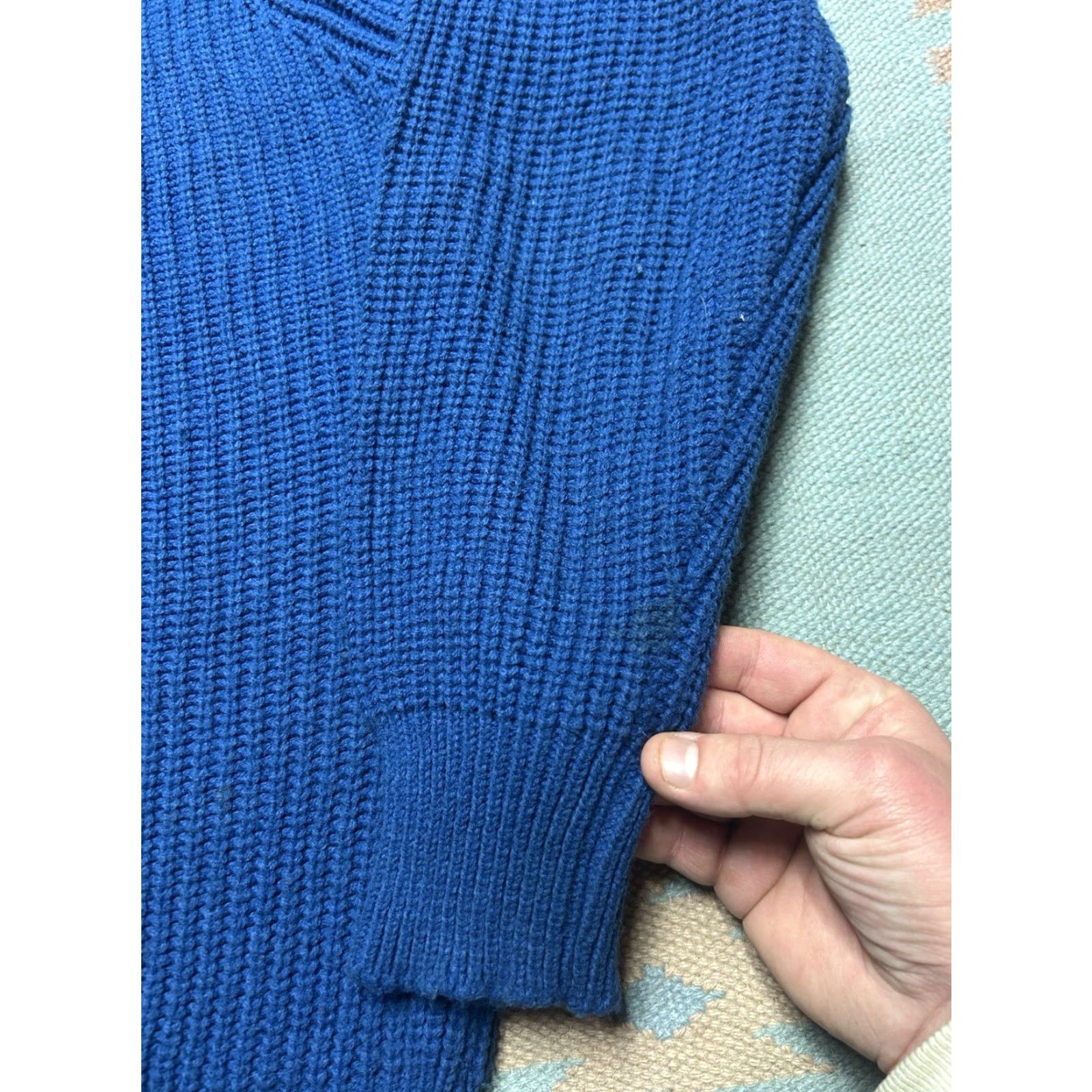 Sears VINTAGE Sears acrylic sweater chunky cable knit blue raglan pullover crewneck XL Size US XL / EU 56 / 4 - 2 Thumbnail