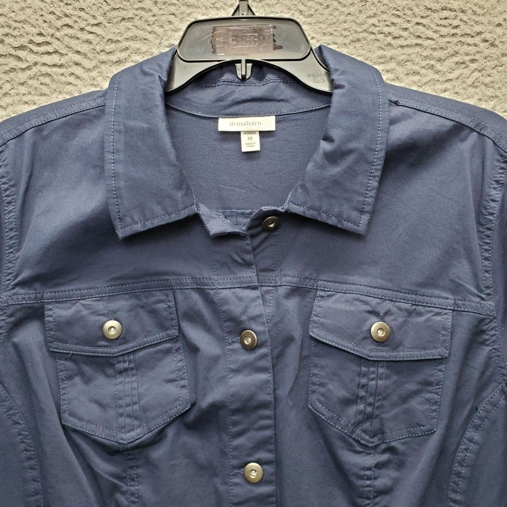 Vintage Dressbarn Shacket Womens 3X Navy Lightweight Collared Button Front Shirt Size XXL / US 16-18 / IT 52-54 - 6 Thumbnail