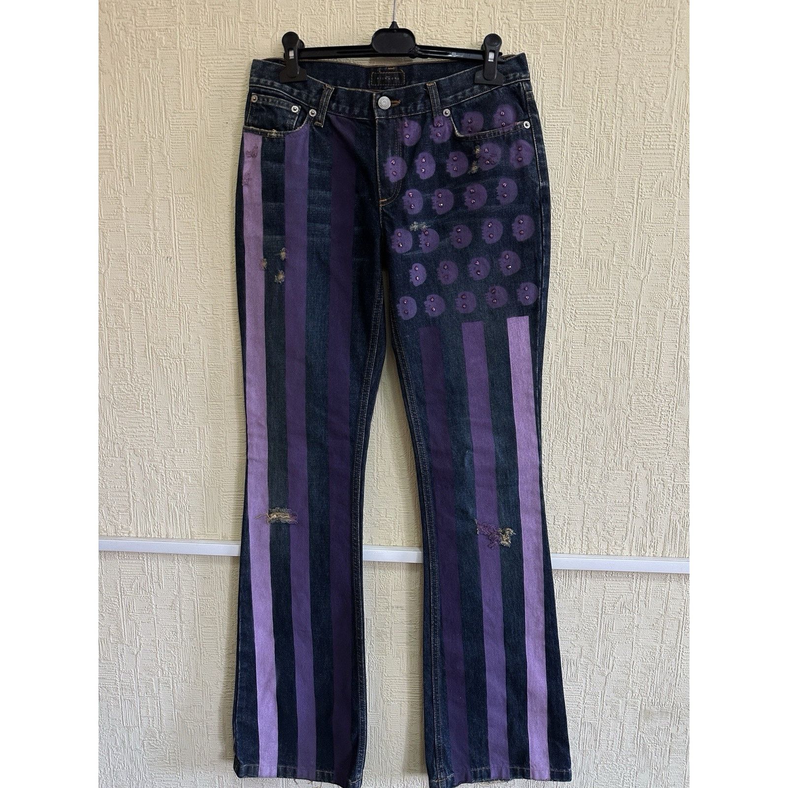 John Richmond Vintage John Richmond Bootcut Overprinted Punk Denim Pants Size 28" / US 6 / IT 42 - 13 Thumbnail