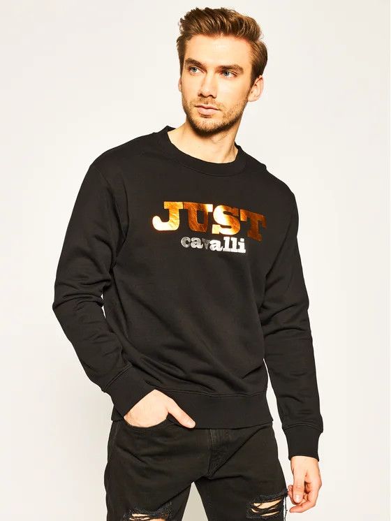 Just Cavalli Just Cavalli Black Cotton Crewneck Pullover Sweatshirt Mens Size US L / EU 52-54 / 3 - 2 Thumbnail