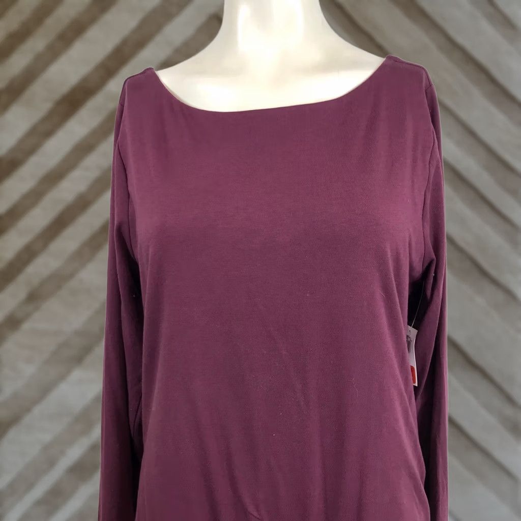 Old Navy Old Navy Womens Plus Bodysuit Long Sleeve Boat Neck Deep Scoop Back Plum Burgundy Size XXL / US 16-18 / IT 52-54 - 1 Thumbnail