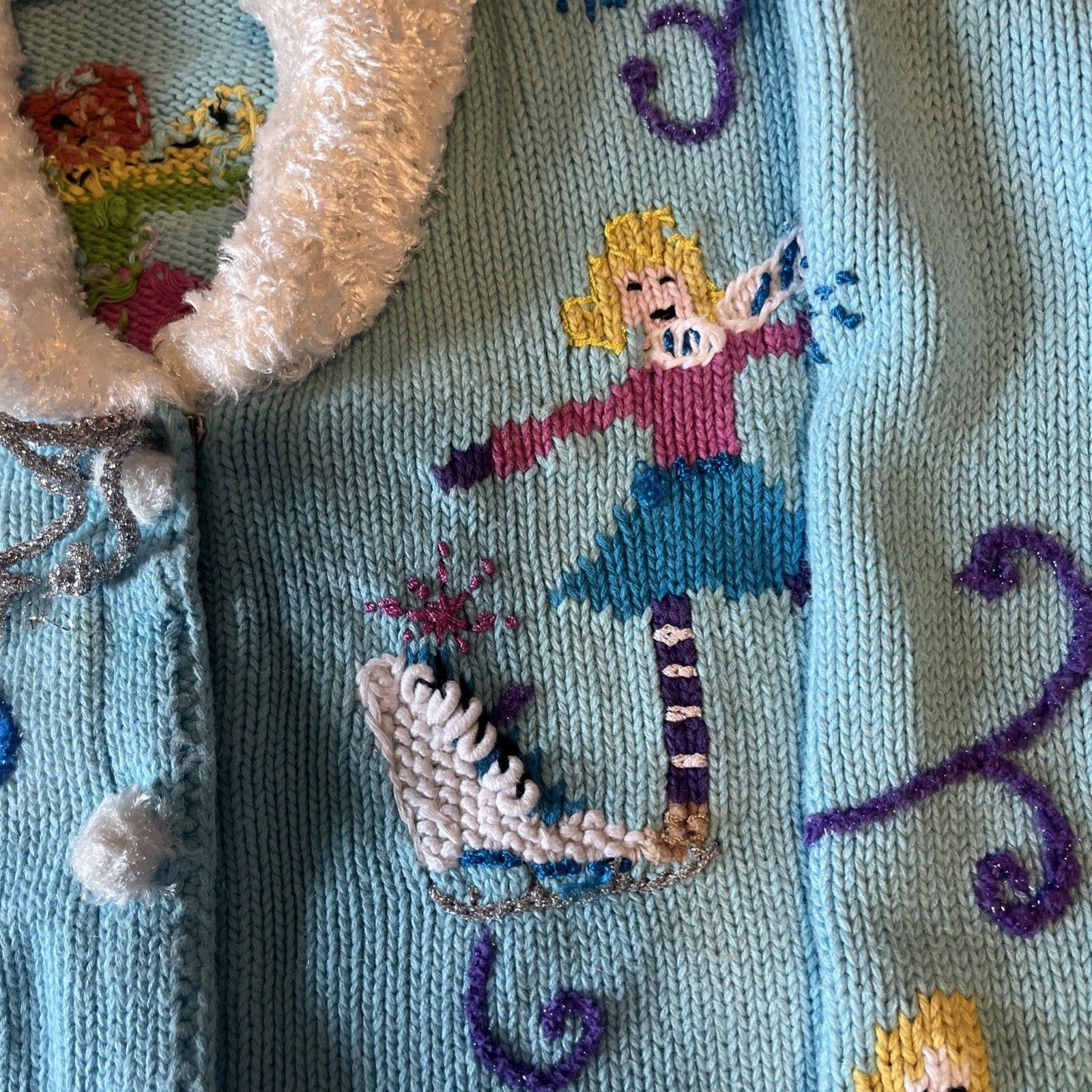 Other Vtg Storybook Knits HSN Size 1X Ice Skaters Cardigan Sweater Size XL / US 12-14 / IT 48-50 - 4 Thumbnail