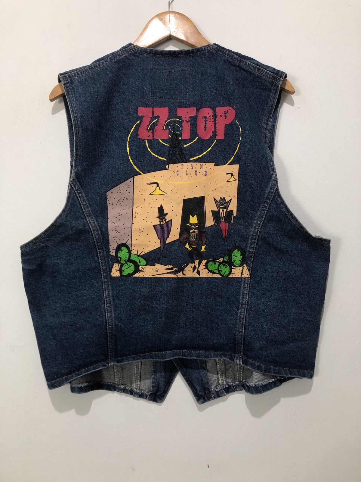 image of Vintage Zz Top Fan Club Denim Jacket in Blue, Men's (Size Large)