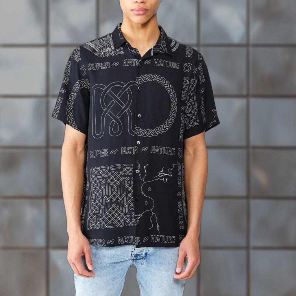 Ksubi VINTAGE Ksubi Super Nature All Over Print Pentagram Star Black S/S Button Shirt Sz. M Mens Moderate? Size US M / EU 48-50 / 2 - 1 Thumbnail