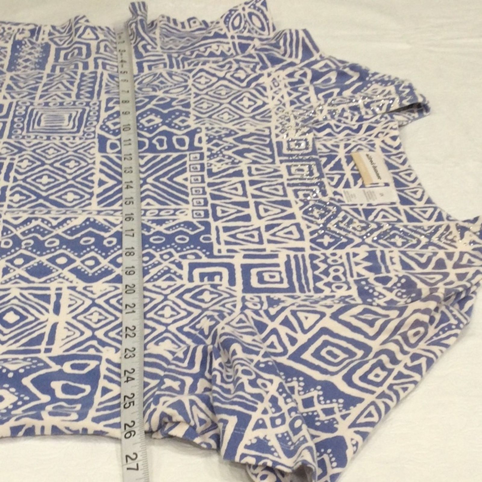 Other Alfred Dunner Blue/White Studded Geometric Print Top 2X Size XXL / US 16-18 / IT 52-54 - 12 Thumbnail