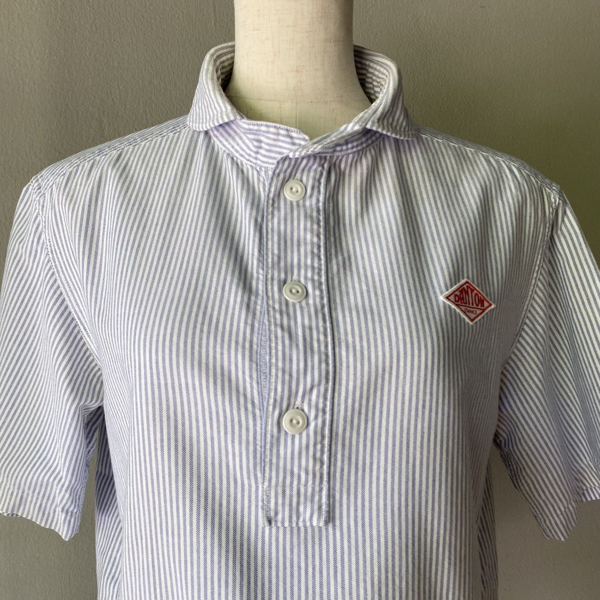 Danton DANTON Light Blue & White Striped Sailor Collar Shirt Size XS / US 0-2 / IT 36-38 - 20 Thumbnail