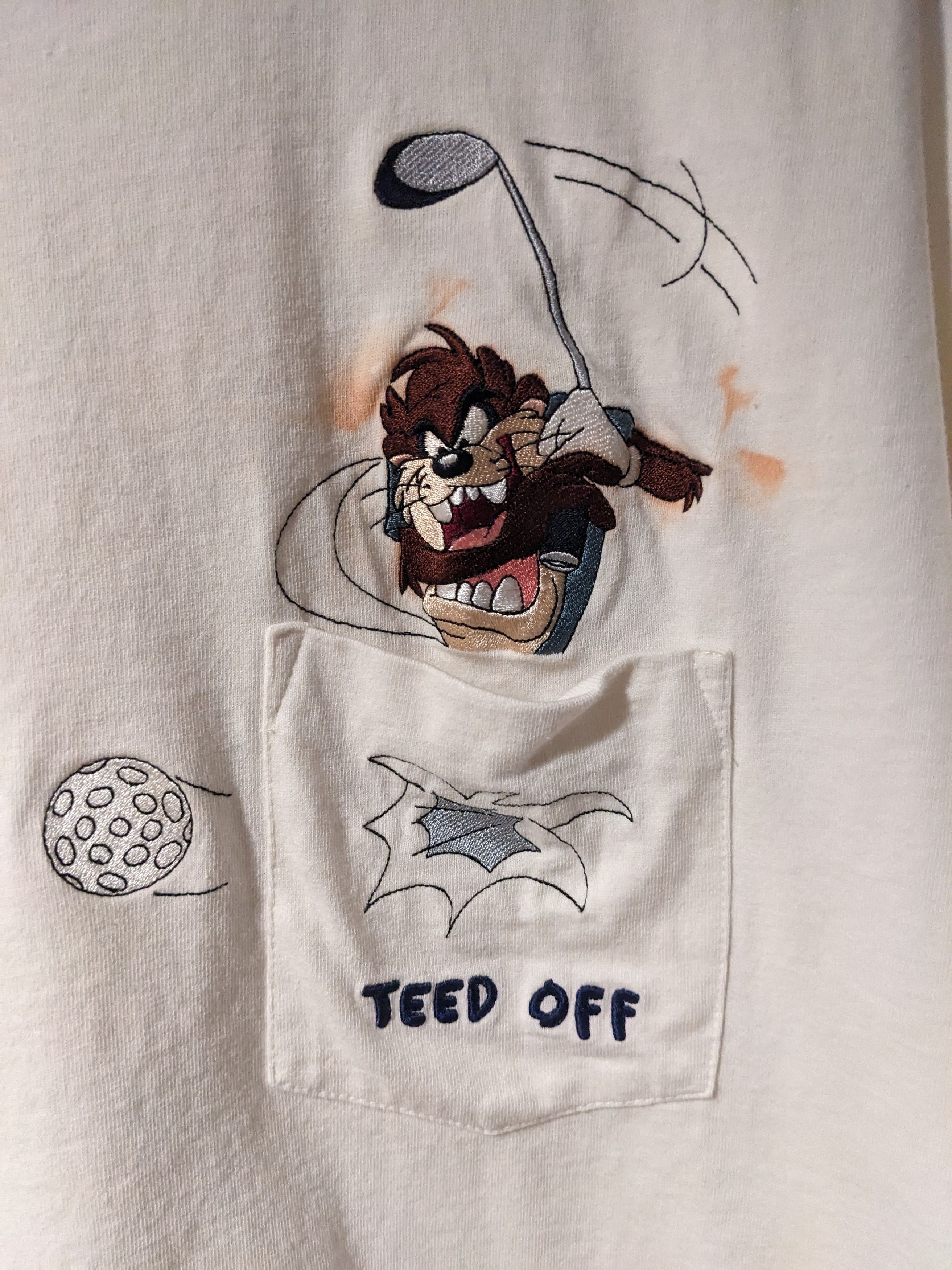 Cartoon Network × Vintage Vintage 90s Looney Tunes Taz Golf Swing Pocket T-Shirt Size US XXL / EU 58 / 5 - 2 Thumbnail