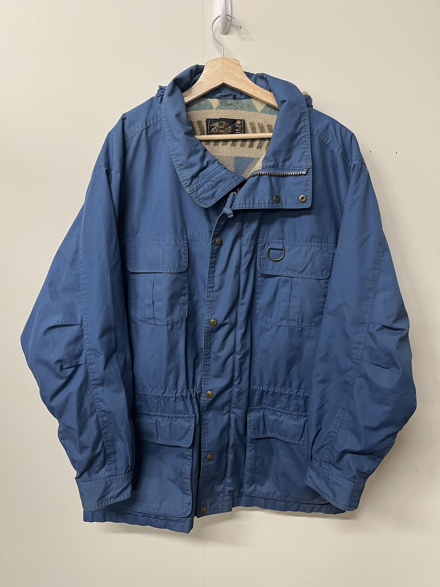 Vintage 1990s Eddie Bauer Blue Blanket Lined Coat Size XL