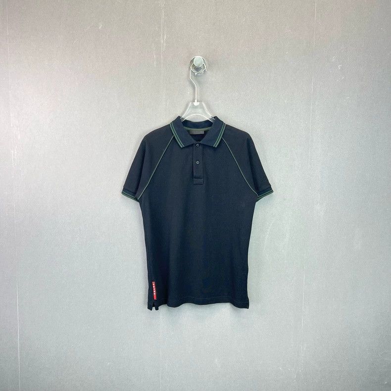 Prada Prada Sport Knit Black Short Sleeve Zip Polo Shirt