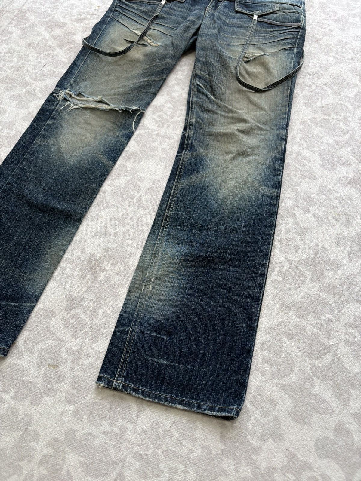PPFM PPFM Archival Distressed Cargo Denim Zipped Ribbed Pockets Size US 33 - 3 Thumbnail