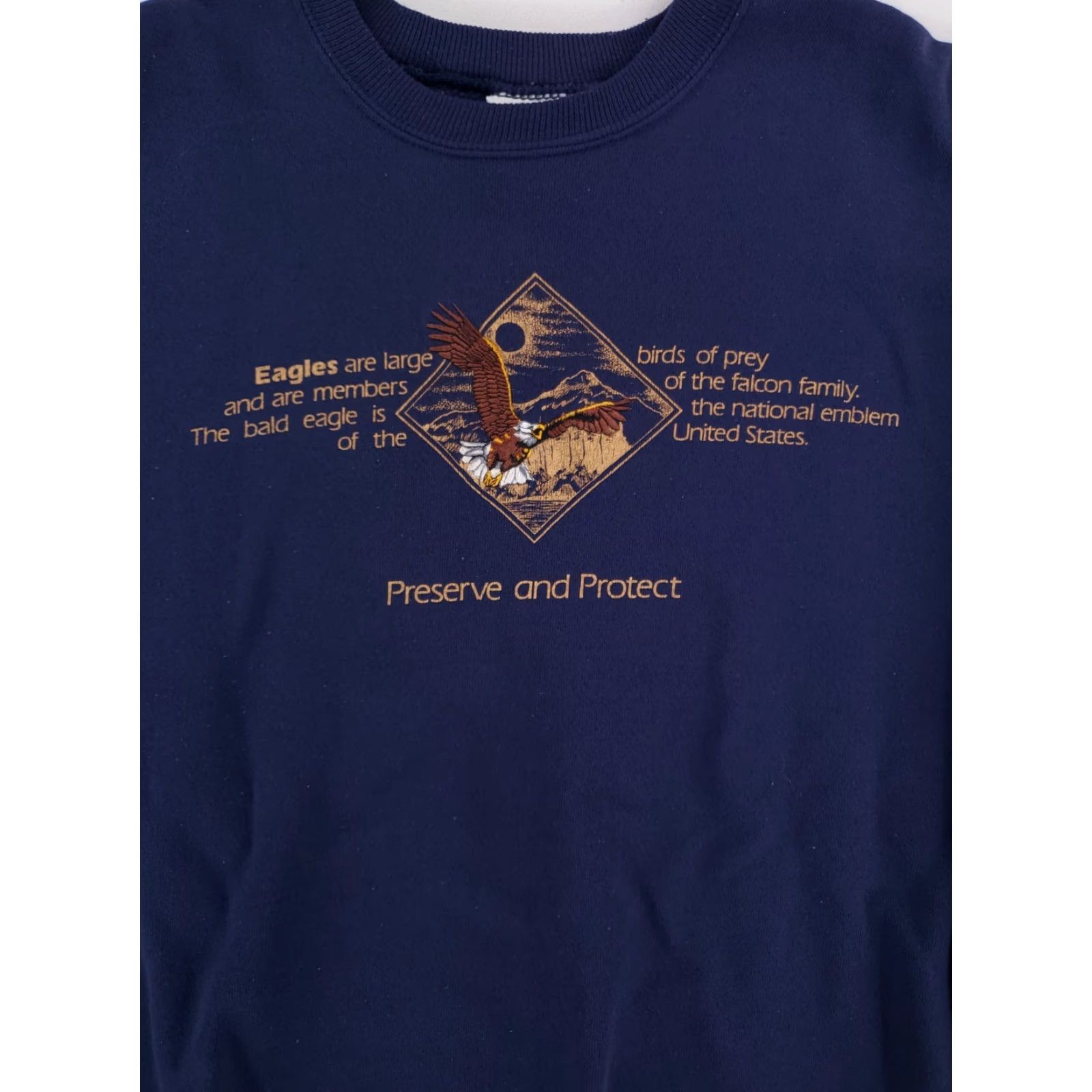 Hanes VTG Hanes Sweatshirt Eagle Blue Made USA Long Sleeve Mens XL Sweatshirt Size US XL / EU 56 / 4 - 2 Thumbnail