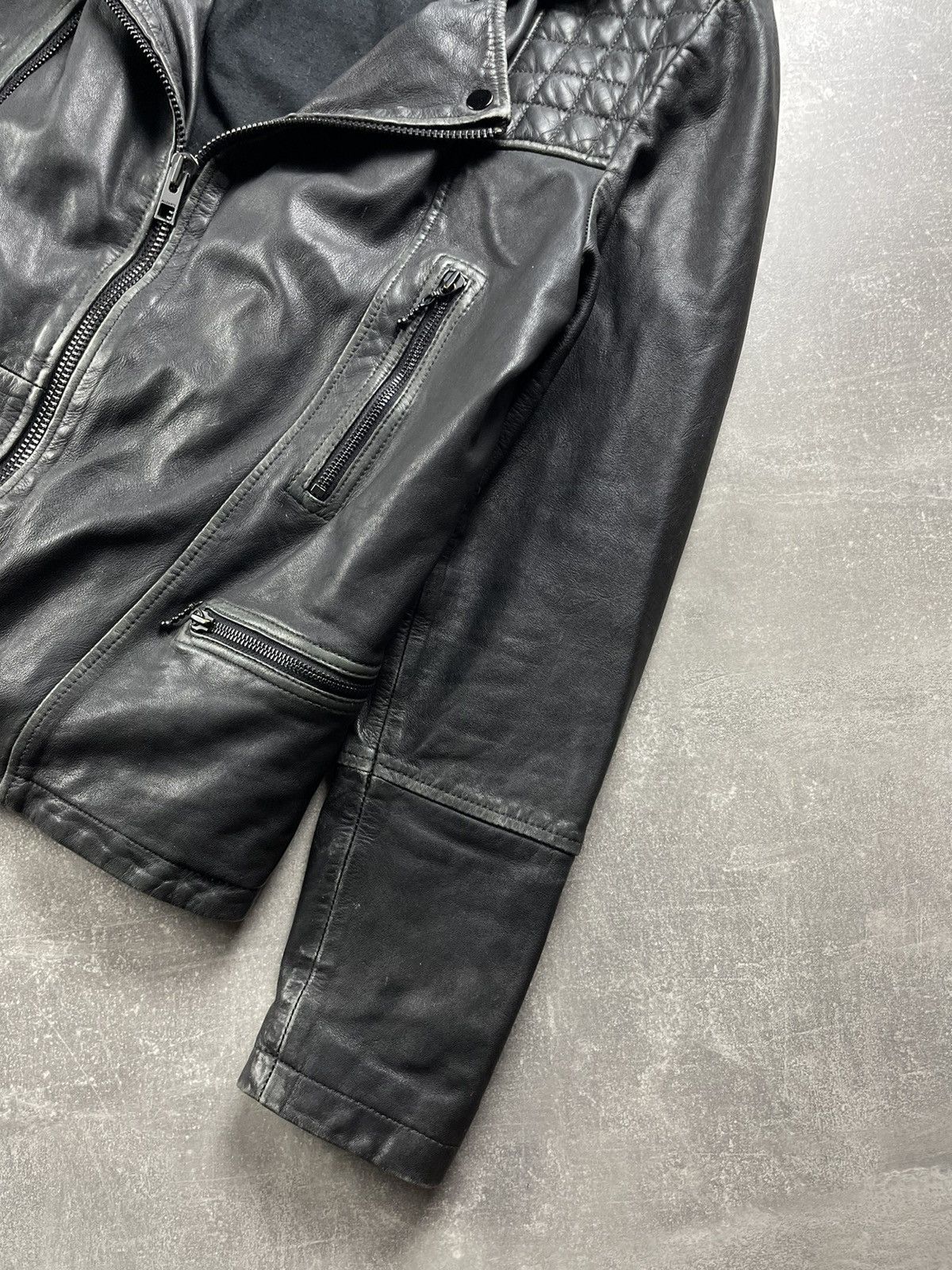 Allsaints ALLSAINTS Quilted Distressed Biker Leather Jacket 2010s Size US S / EU 44-46 / 1 - 7 Thumbnail