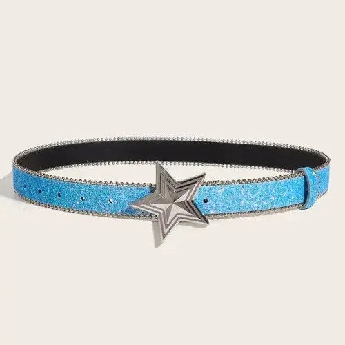 Japanese Brand Y2k Streetwear Star Buckle Blue Belt Size ONE SIZE - 3 Thumbnail