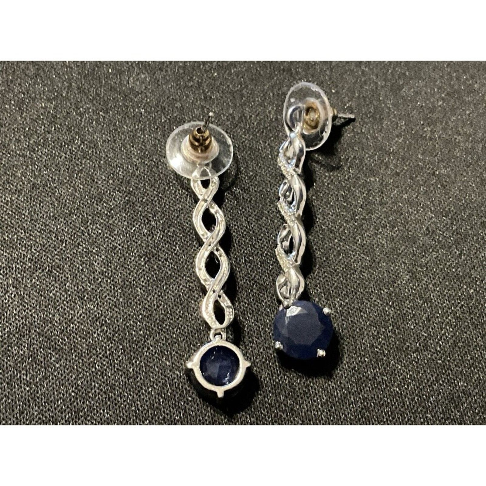 Other 925 WDC Diamond & Sapphire Dangle Post Earrings Size ONE SIZE - 5 Thumbnail