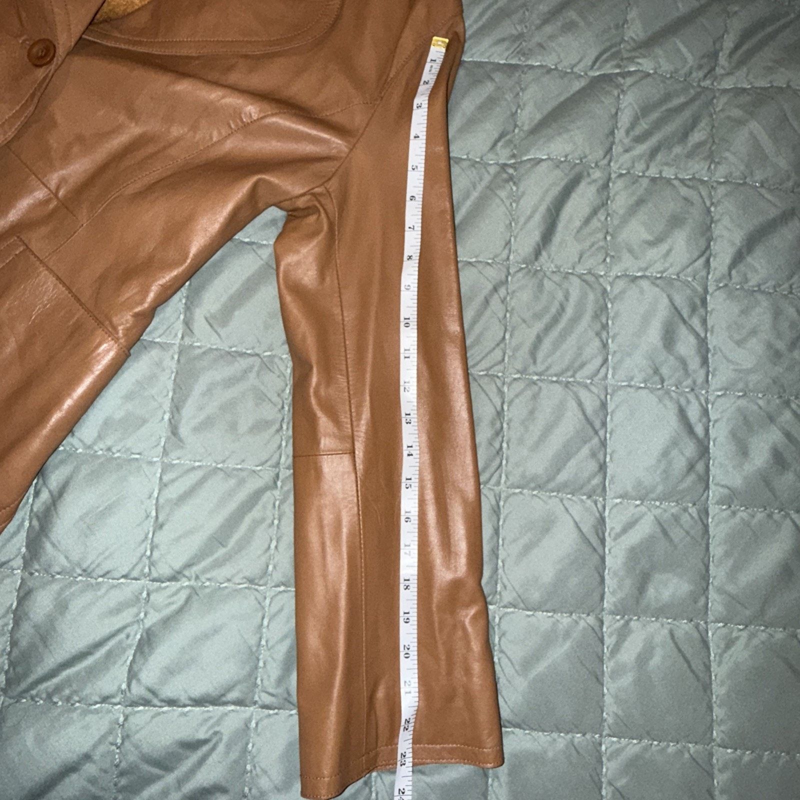 & Other Stories OLLY London Women Real Leather Tan Blazer Jacket Sz 10 Size L / US 10 / IT 46 - 7 Thumbnail