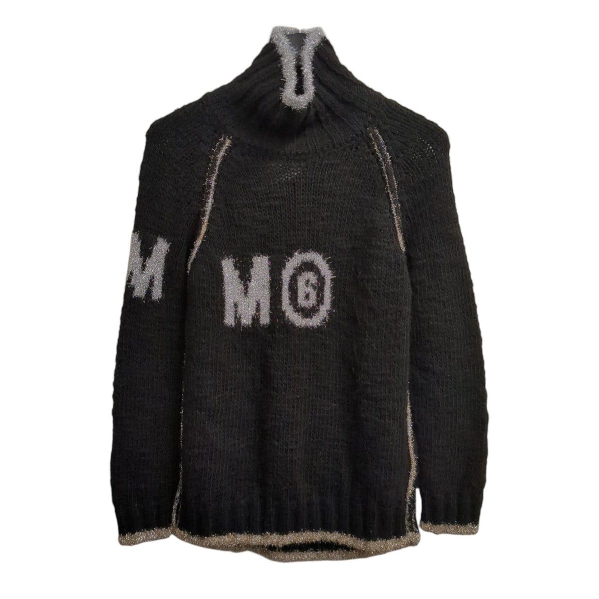 MM6 Jacquard Logo Turtleneck Alpaca Wool Knit Sweater Size L / US 10 / IT 46 - 1 Thumbnail