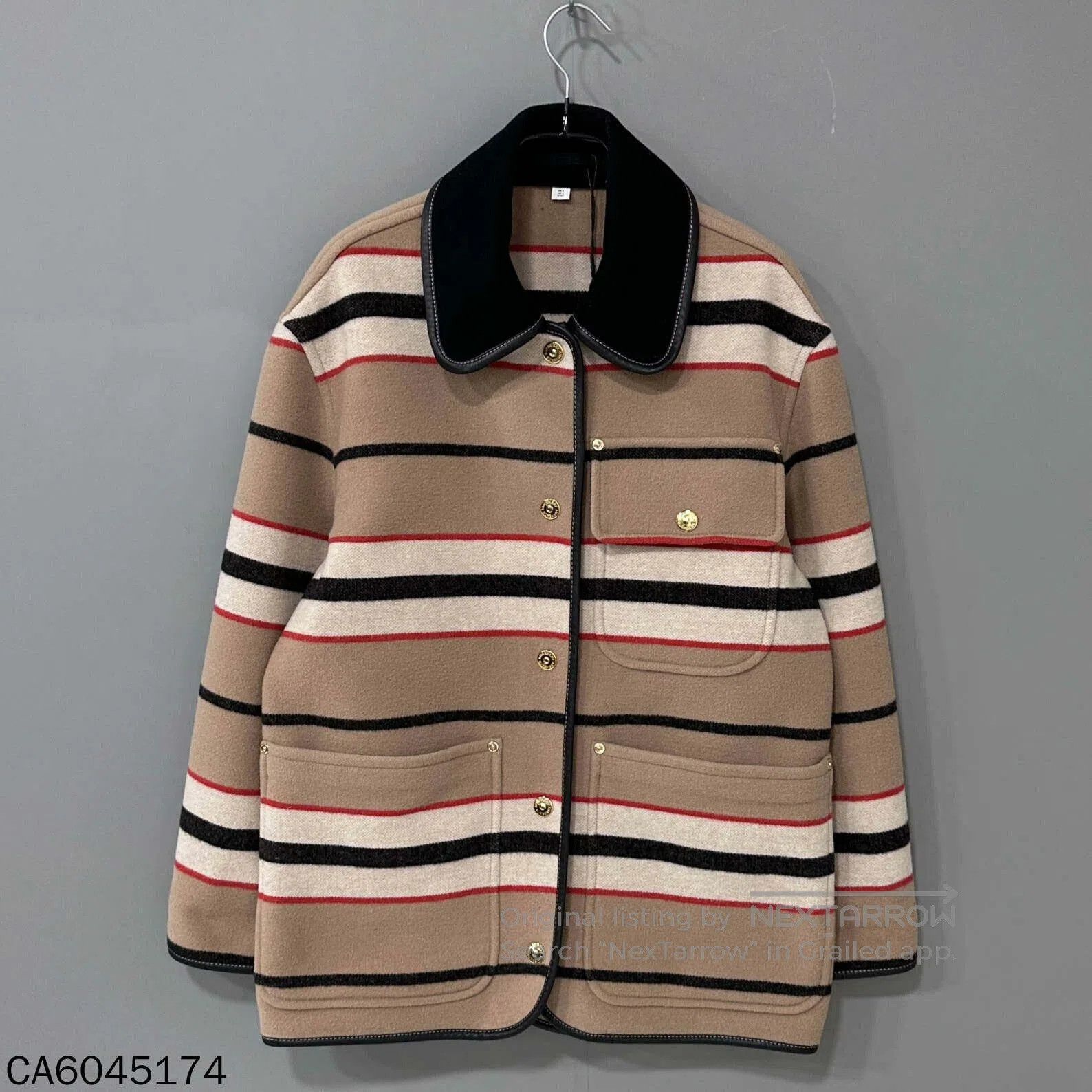 Burberry Striped Contrast Wool Coat Burberry. Size M / US 6-8 / IT 42-44 - 1 Thumbnail