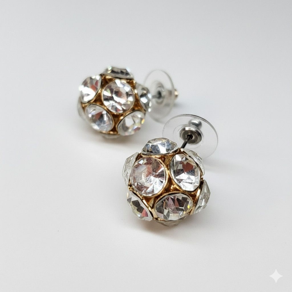 Other Disco Ball 5/8" NEW Earrings Crystal Round Stud Back Sparkle Size ONE SIZE - 8 Thumbnail