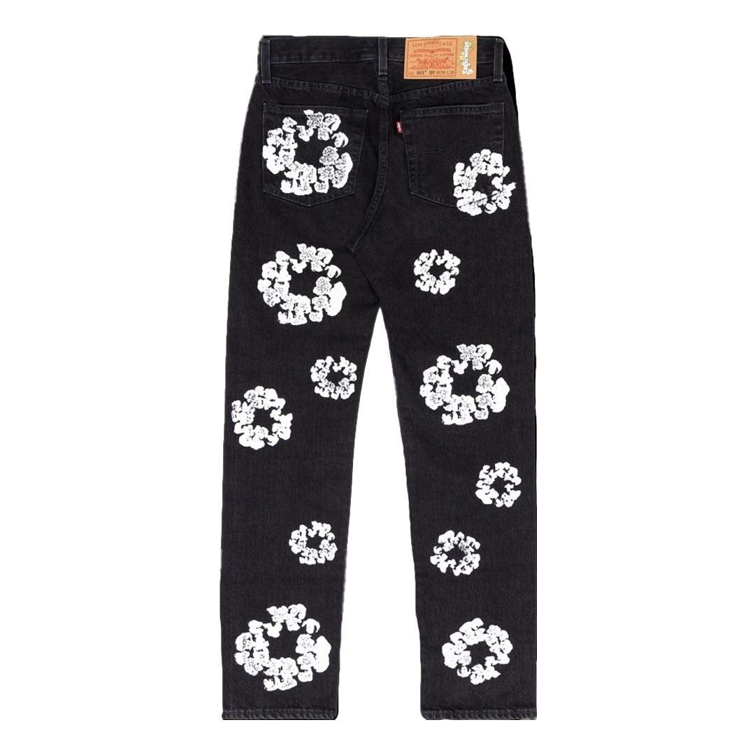DENIM TEARS Levi's x The Cotton Wreath Jeans 'Black' Size US 34 / EU 50 - 1 Thumbnail