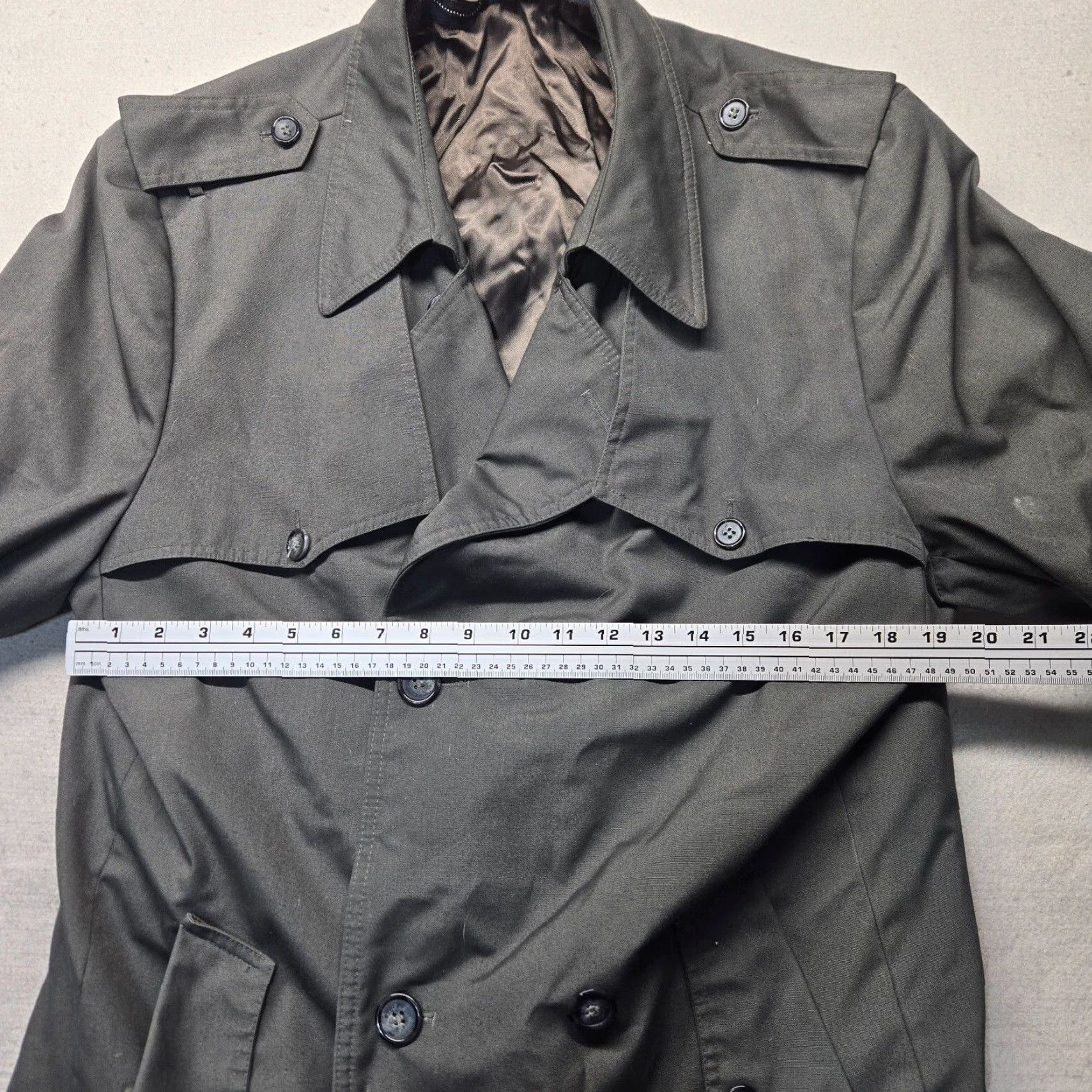 Doublet Vintage Men's Gray Double Breasted Trench Coat Rain Jacket 40R Cotton Blend Classic Style Size US XXS / EU 40 - 6 Thumbnail
