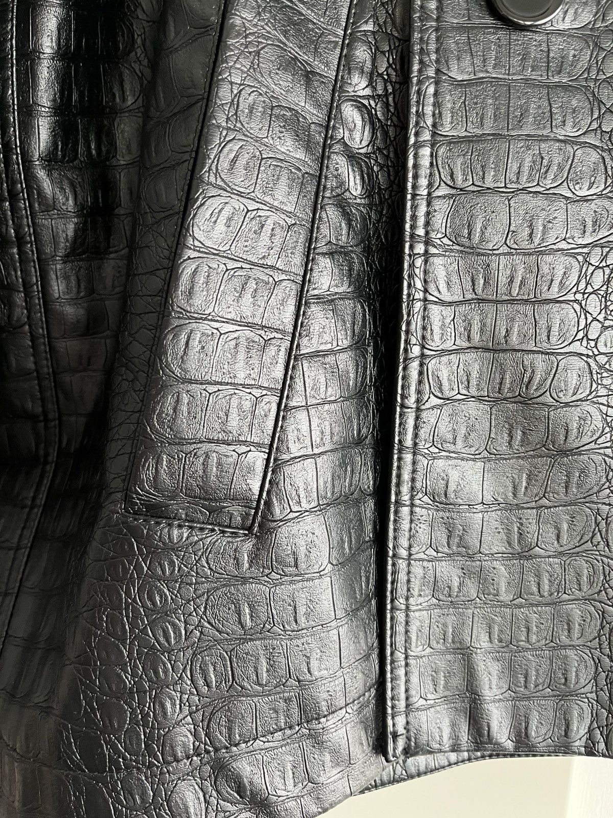 Soulland Super Rare Brand New Croc Embossed Leather Blazer Jacket Size US XL / EU 56 / 4 - 10 Thumbnail