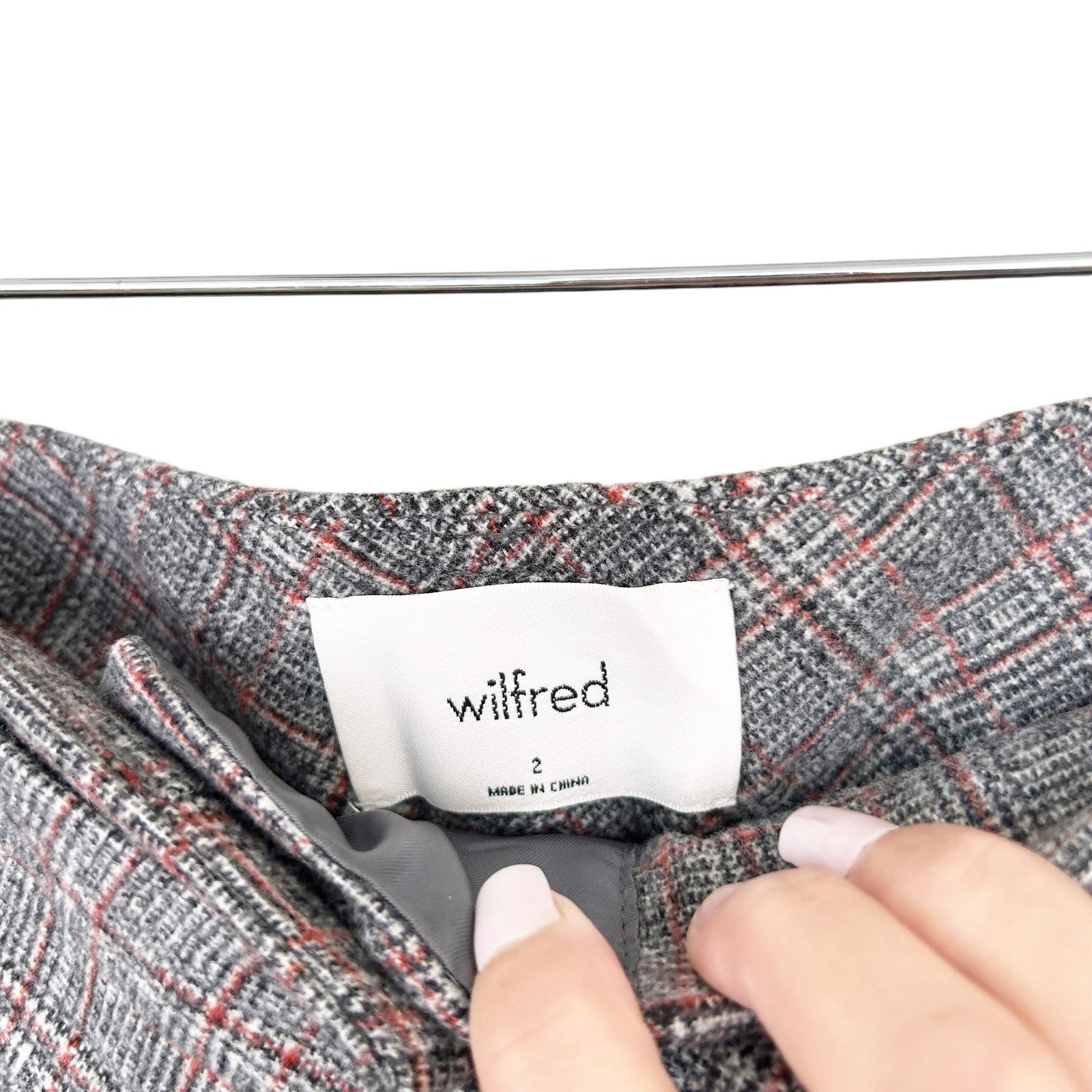 Aritzia Aritzia Wilfred Wool Blend Plaid Tie Front Trousers Sz 2 Size 26" / US 2 / IT 38 - 2 Thumbnail