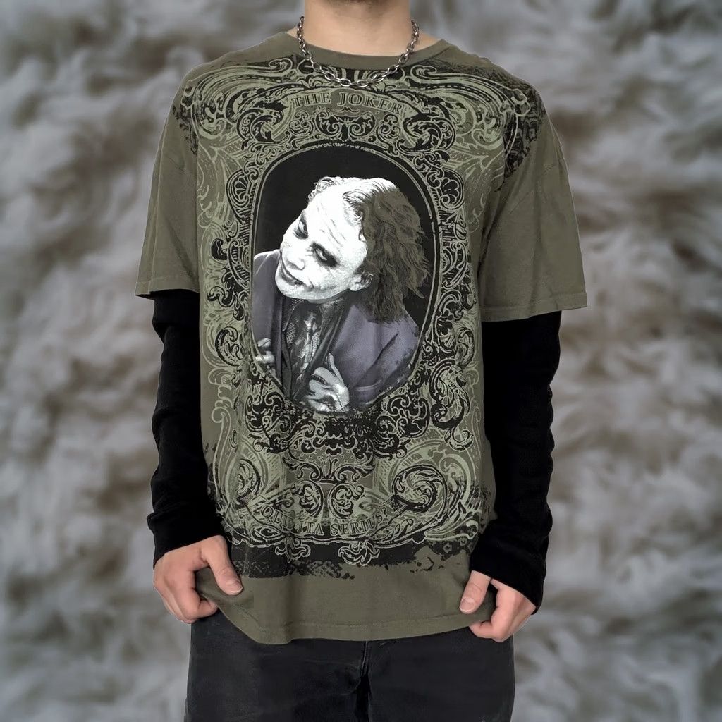Vintage Y2K Joker Long Sleeve Shirt Mens Large Green Batman Why So Serious Tee Graphic Size US L / EU 52-54 / 3 - 1 Thumbnail