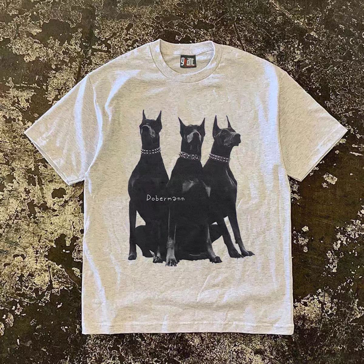 Japanese Brand Gray street casual retro Doberman pattern loose t-shirt Size US M / EU 48-50 / 2 - 1 Thumbnail