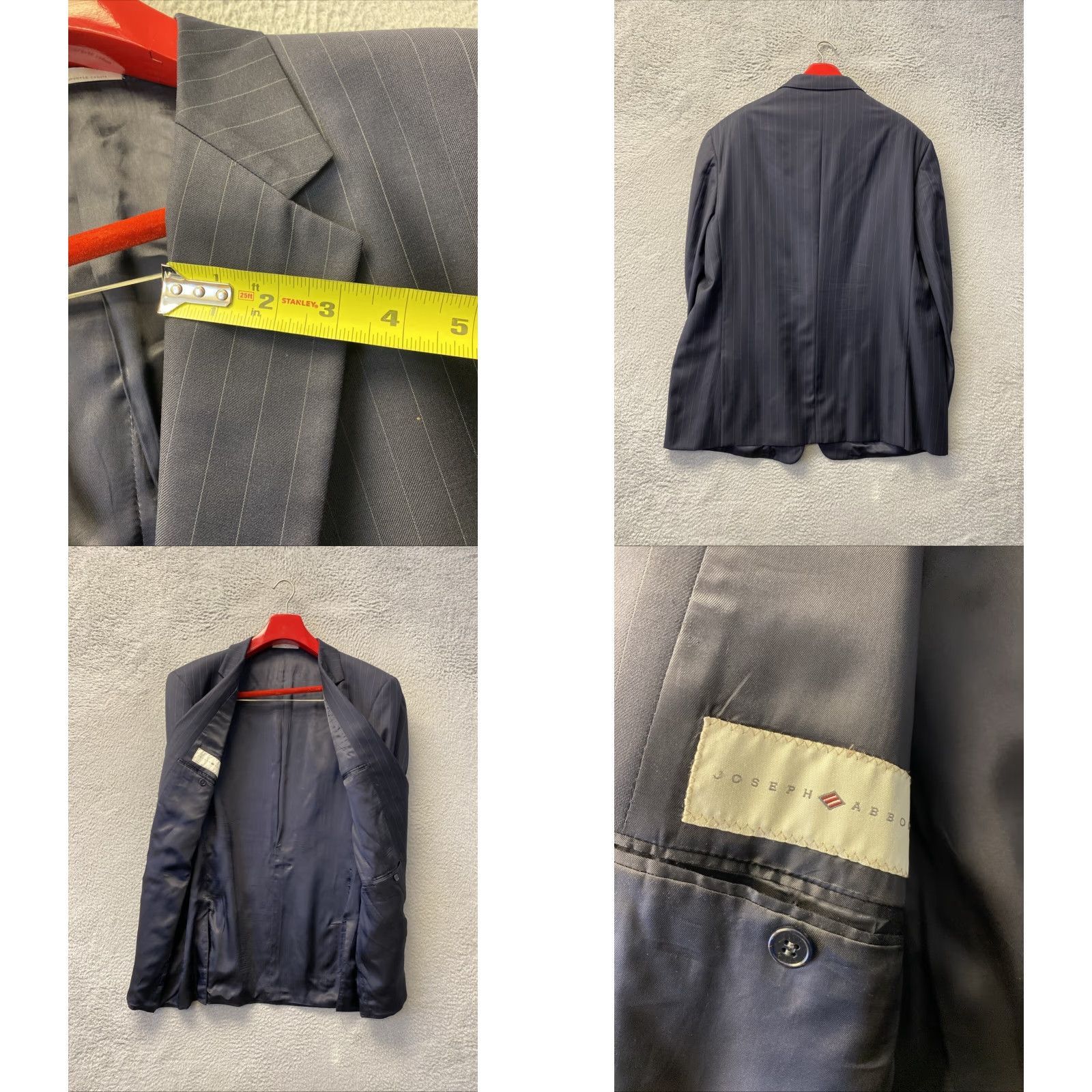 Joseph Abboud Joseph Abboud Navy Blue Pinstripe Suit 2 Piece 48R Regular Fit Mens Size 48R - 8 Thumbnail